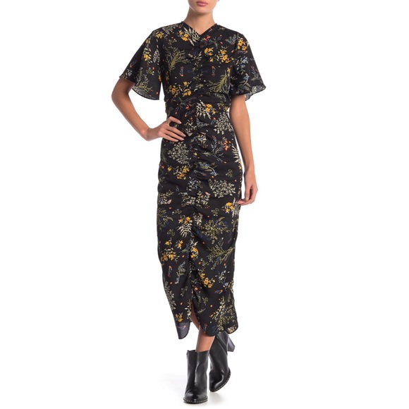 WALTER BAKER Black Floral Midi Dress Size: M - Picture 2 of 15